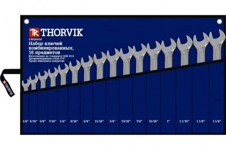 Купить Набор ключей THORVIK гаечных комбинированных в сумке дюймовых 1/4"--1-1/4", 16 предметов   CWIS0016 фото №1